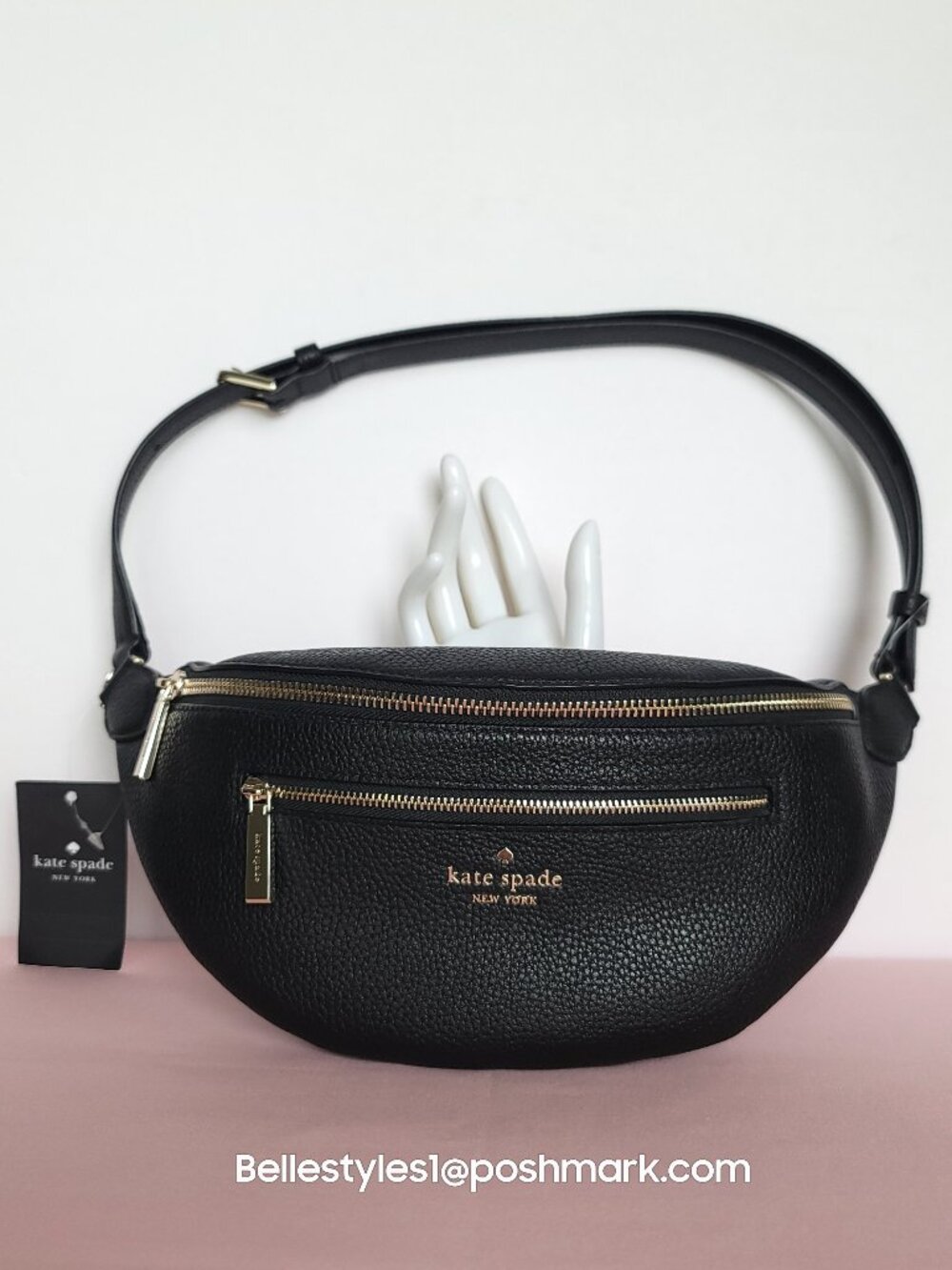 KATE SPADE Leila BELT Bag in Pebbled Leather – Black color⭐ - Picture 7 of 15